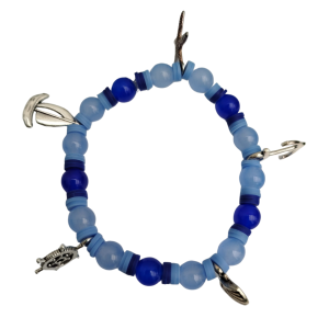 Handmade Blue Bead Sea Charm Bracelet – Ocean-Inspired Jewellery