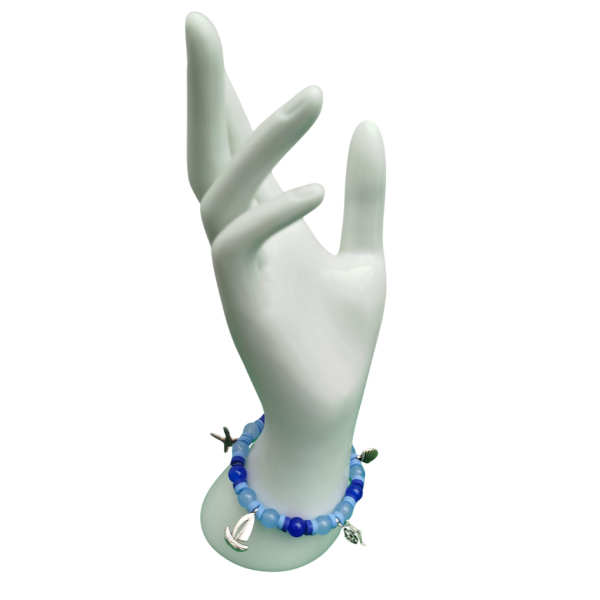 Handmade Blue Bead Sea Charm Bracelet – Ocean-Inspired Jewellery