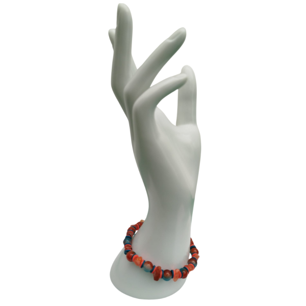 Handmade Orange Calcite & Blue Bead Bracelet - Energy & Creativity