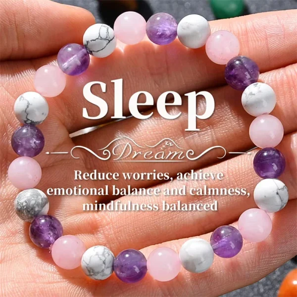 Aura Balancing Sleep Bracelet - White Turquoise, Amethyst & Rose Quartz - Image 3