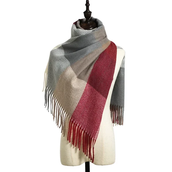 Striped Plaid Scarf Cashmere Scarf - Image 9