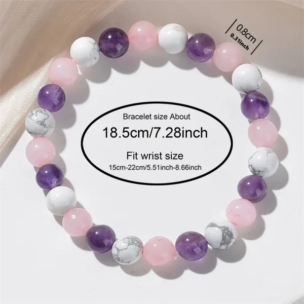 Aura Balancing Sleep Bracelet - White Turquoise, Amethyst & Rose Quartz - Image 4