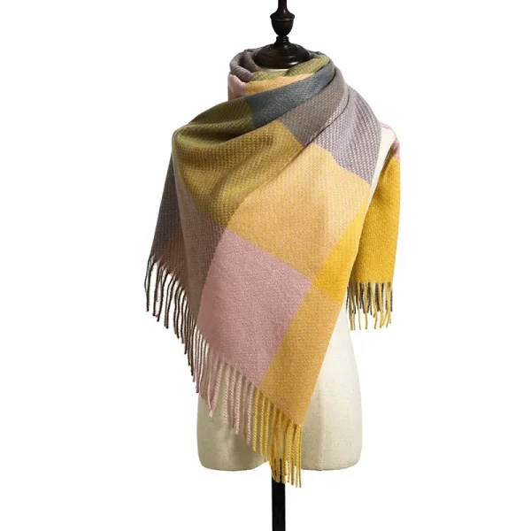 Striped Plaid Scarf Cashmere Scarf - Image 4