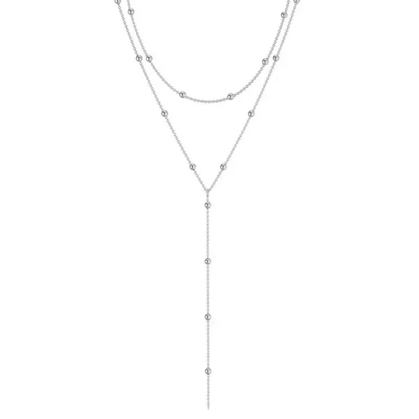 Gold Double Layered Long Tassel Chain Necklace - Image 7