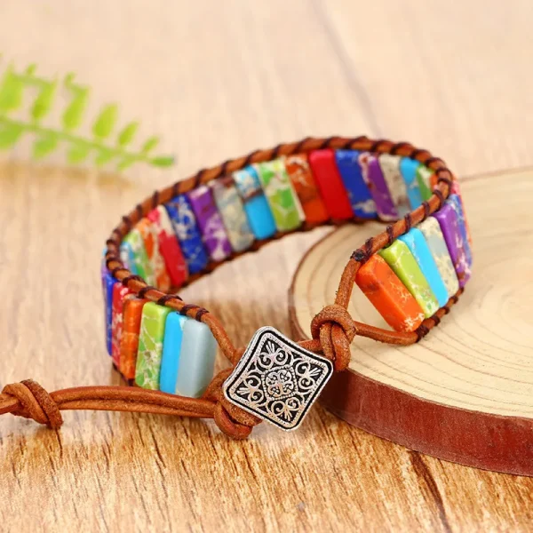 Bohemian 7 Chakra Stone Bracelet - Emperor Stone - Image 3