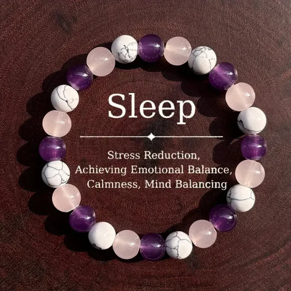 Aura Balancing Sleep Bracelet - White Turquoise, Amethyst & Rose Quartz