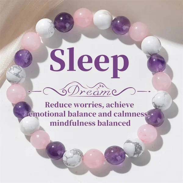 Aura Balancing Sleep Bracelet - White Turquoise, Amethyst & Rose Quartz - Image 2