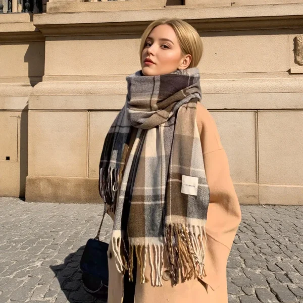 Plaid Scarf - Warm Thick & Soft Pashmina