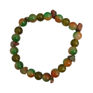 Handmade Unakite Jasper & Bead Bracelet - Nature's Healing Energy
