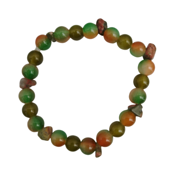 Handmade Unakite Jasper & Bead Bracelet - Nature's Healing Energy