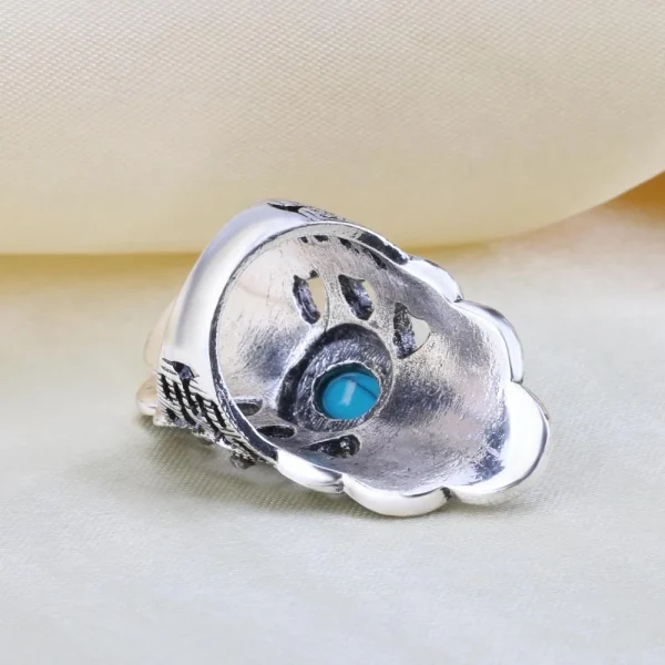 Vintage Bohemian Blue Stone Peacock Ring - Image 5