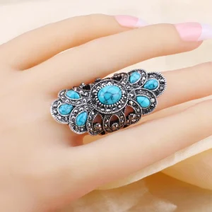 Vintage Bohemian Blue Stone Peacock Ring