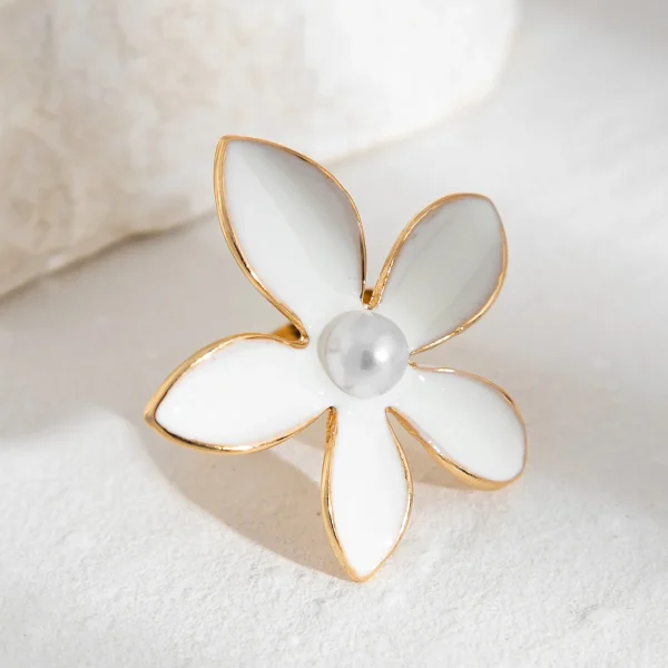 Bohemian White Flower Starfish Rings - Image 15