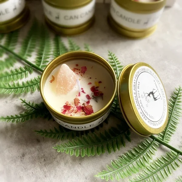 Aromatherapy Candles with Crystal Stones & Dried Flowers - Image 5