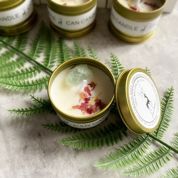 Aromatherapy Candles with Crystal Stones & Dried Flowers - Image 3