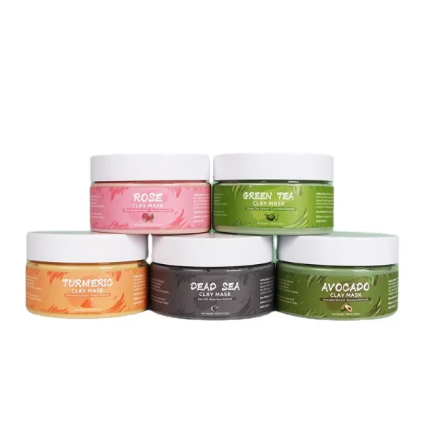 Turmeric, Green Tea, Rose, & Avocado Facial Mud Masks - 1pc - Image 5