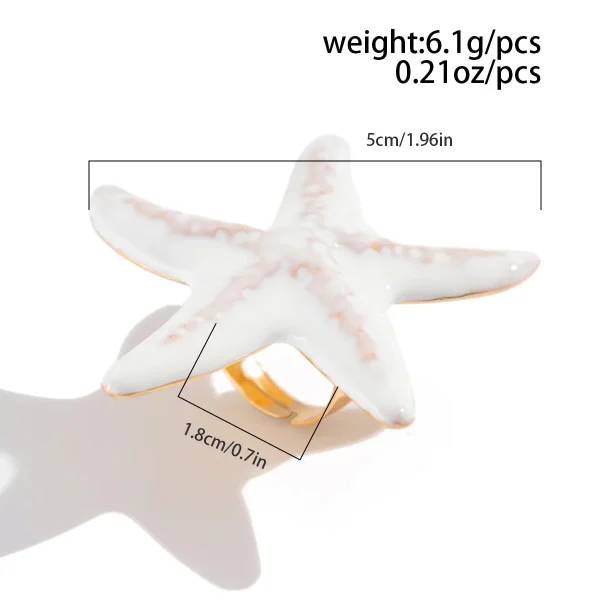 Bohemian White Flower Starfish Rings - Image 18