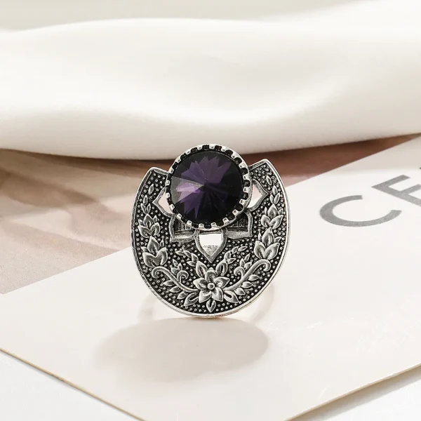 Vintage-Style Bohemian Purple Crystal Ring - Image 5