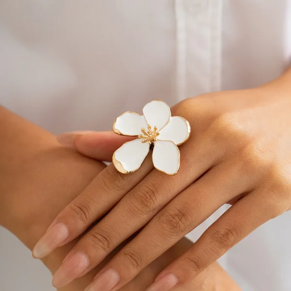 Bohemian White Flower Starfish Rings - Image 7