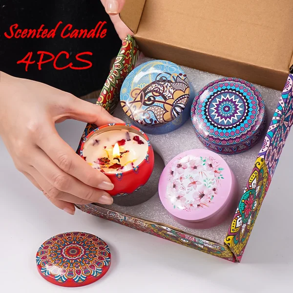 4Pcs Box set of Scented Candles - Arabian Patterns & Fragrances - Image 2