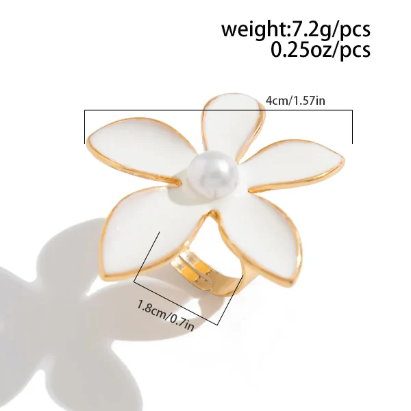 Bohemian White Flower Starfish Rings - Image 14