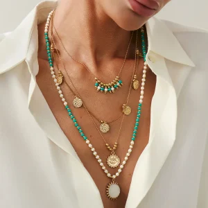 Ingemark Y2K Boho Round Coin Tassel Pendant Choker Necklace for Women