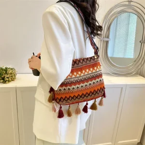 Vintage Handwoven Tassel Ethnic Crossbody Bag