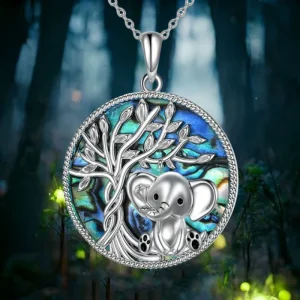 Exquisite Abalone Shell Elephant Pendant Necklace – Tree of Life