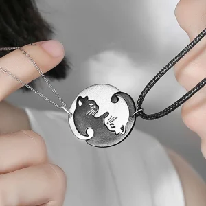Fashion Love Hug Cat Pendant Necklace – Couple Matching Jewellery