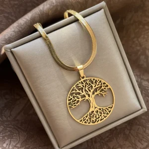 Stainless Steel Tree of Life Pendant Necklace