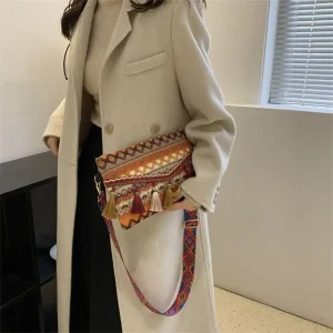 Bohemian Geometric Fringe Crossbody Bag – Large Capacity Travel Tote