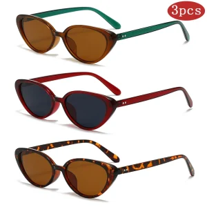 Ah-Mee Rectangle Cat-Eye Sunglasses – Unisex UV400 Fashion Shades (3pcs)