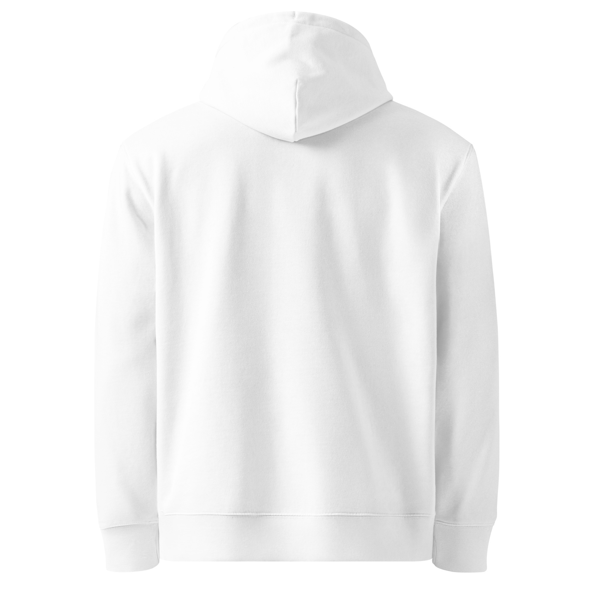 White unisex essential eco hoodie - Running late is my cardio | Whimsy Mimzy - Image 2
