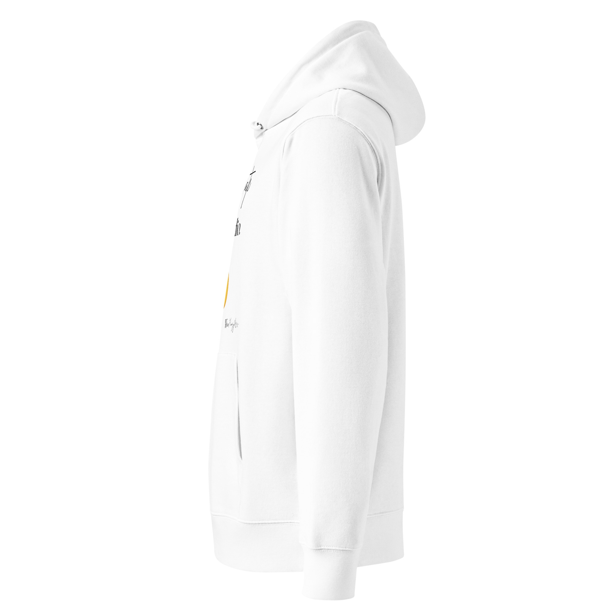 White unisex essential eco hoodie - Running late is my cardio | Whimsy Mimzy - Image 3