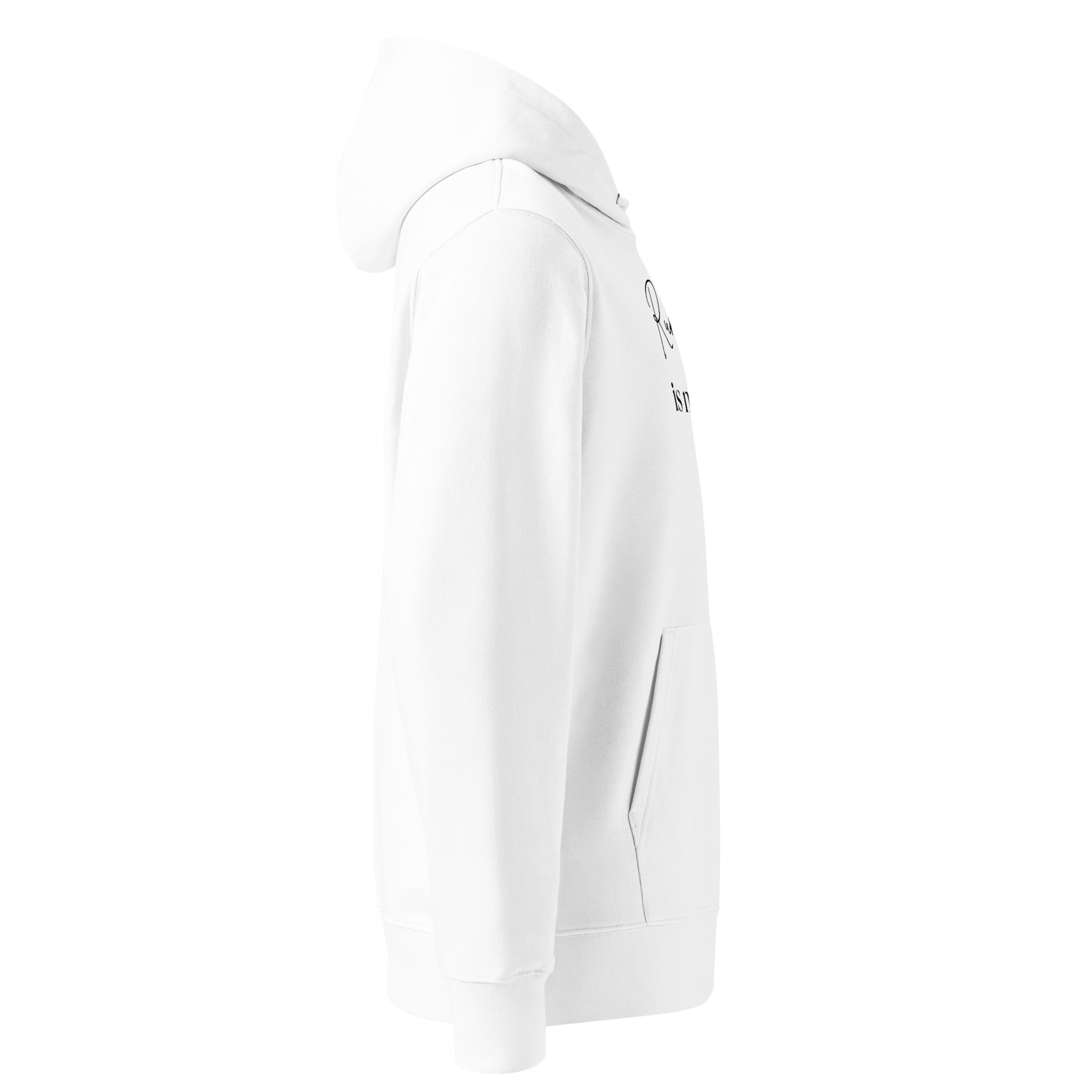 White unisex essential eco hoodie - Running late is my cardio | Whimsy Mimzy - Image 4