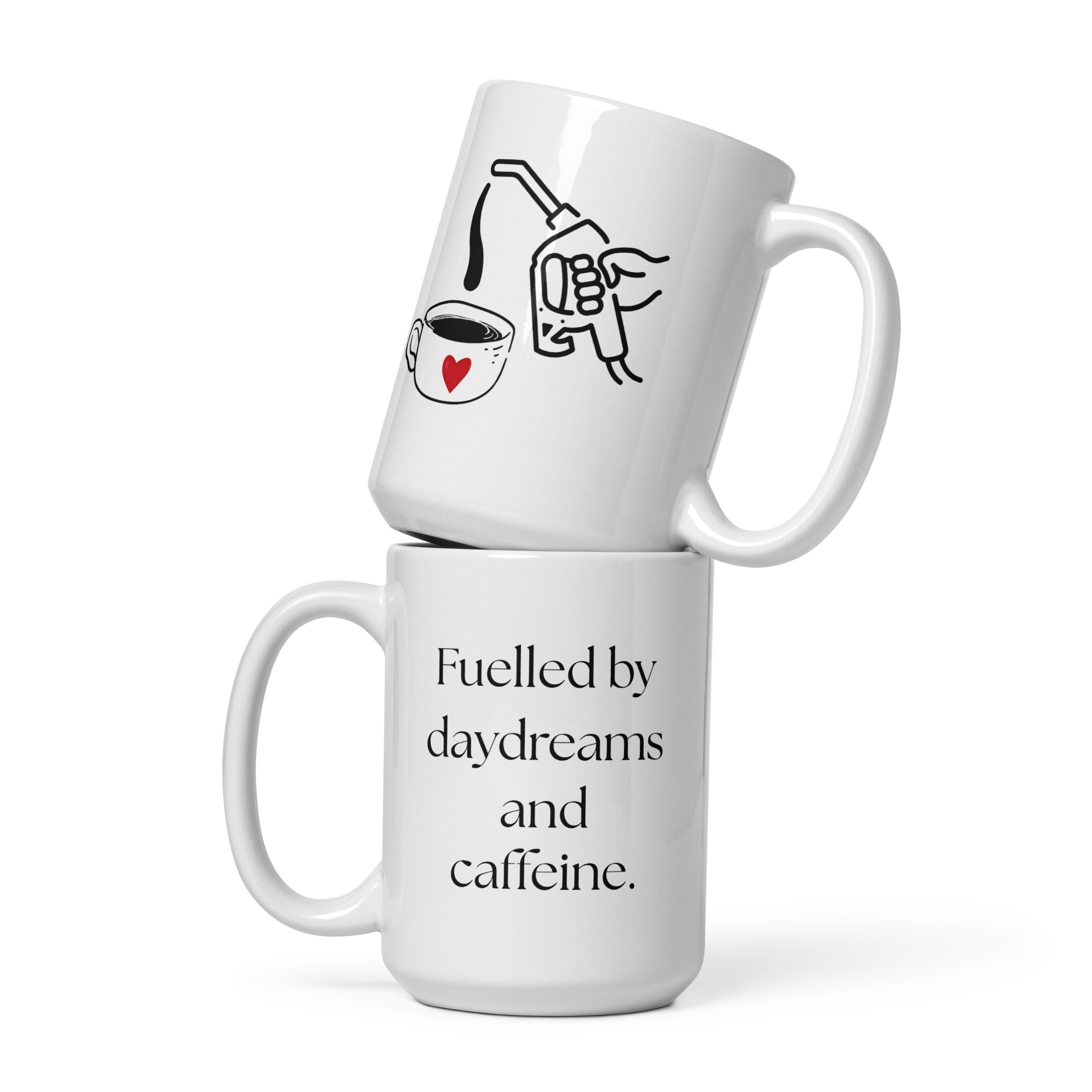White glossy mug - Fueled by Daydreams and Caffeine Mug | Whimsy Mimzy - Image 3