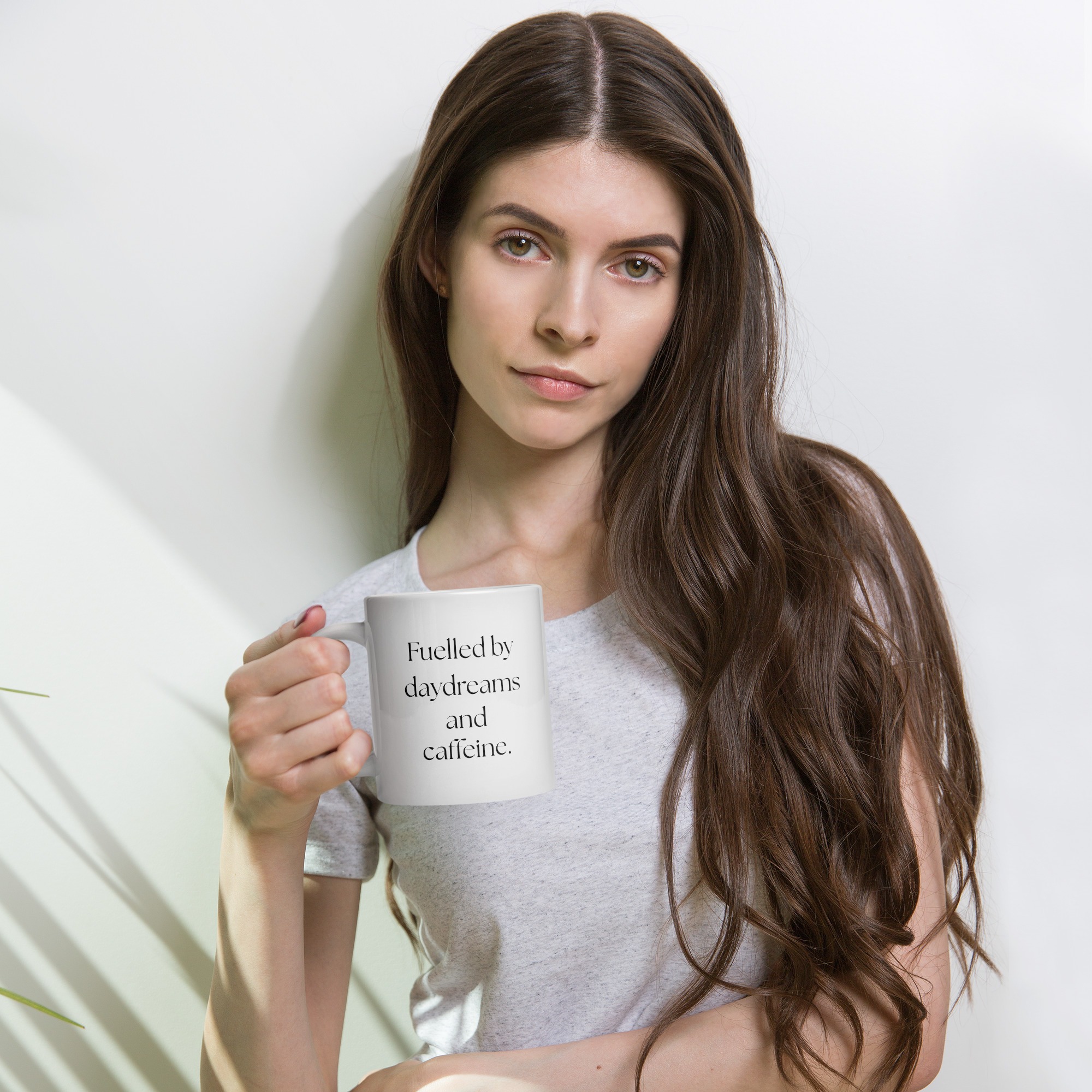 White glossy mug - Fueled by Daydreams and Caffeine Mug | Whimsy Mimzy - Image 9