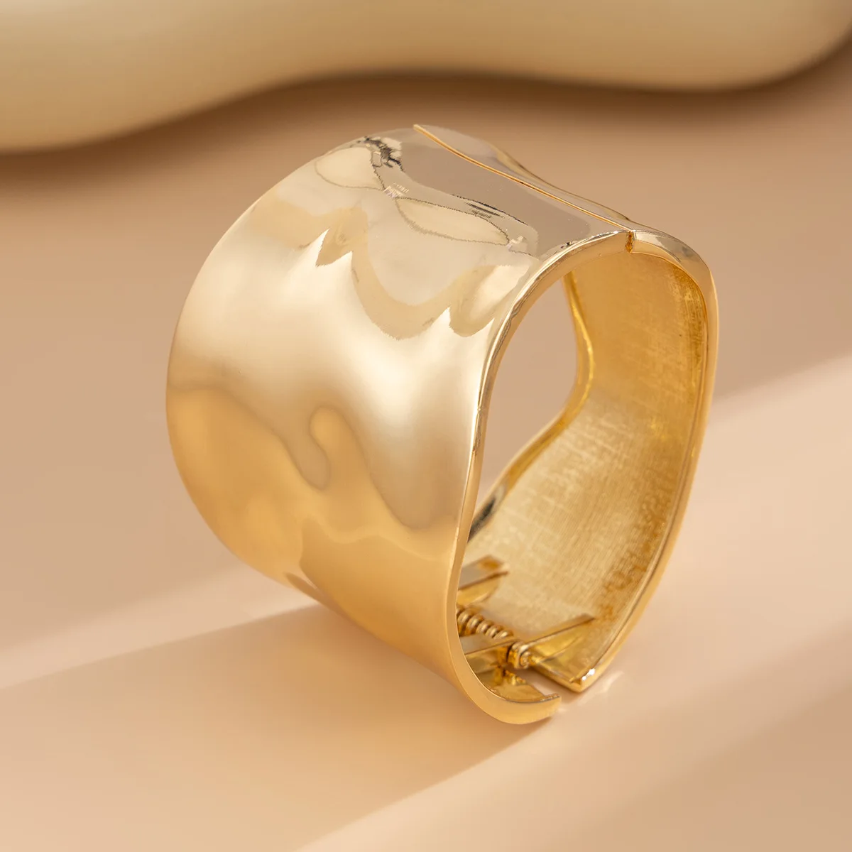 Chunky Square Cuff Bracelet | Gold & Silver Geometric Metal Bangle - Image 4