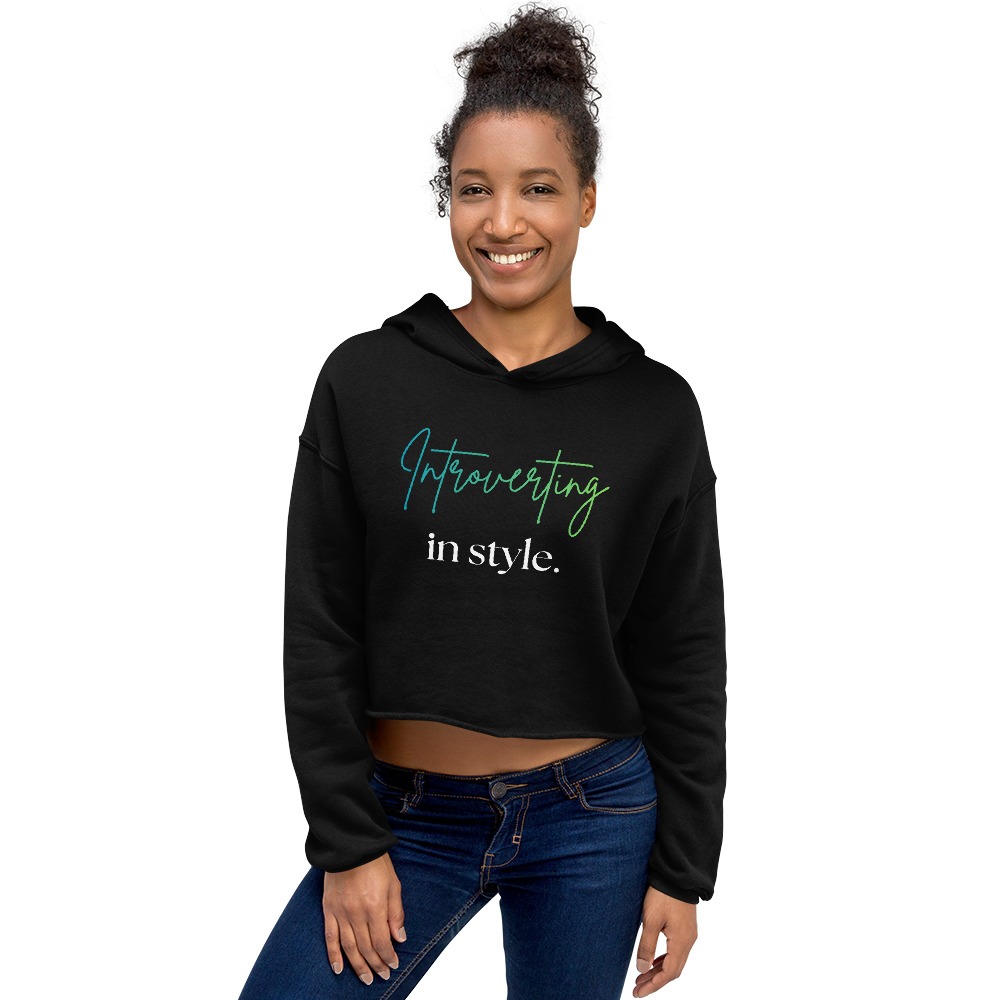 Black Crop Hoodie - Introverting in style | Whimsy Mimzy - Image 5