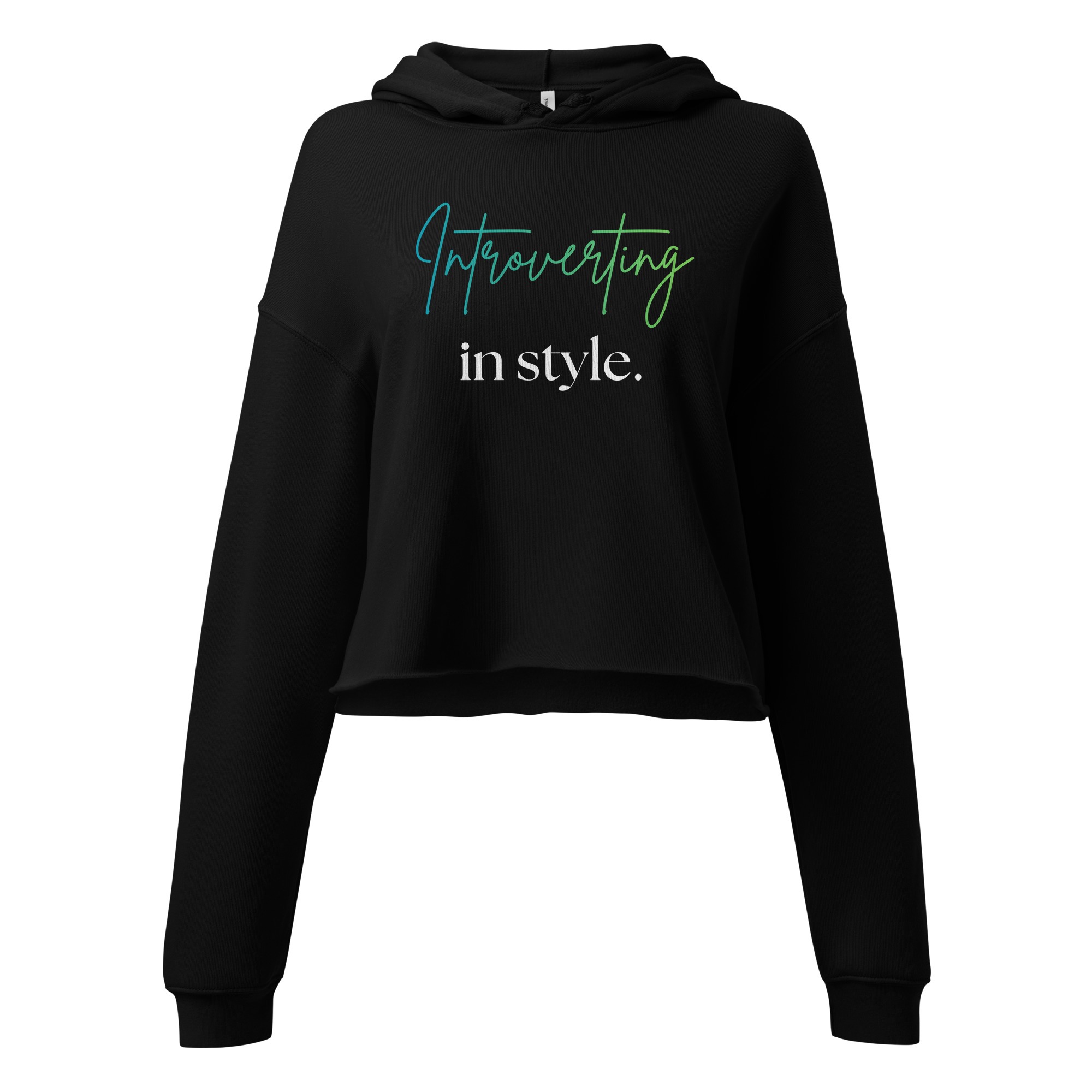 Black Crop Hoodie - Introverting in style | Whimsy Mimzy
