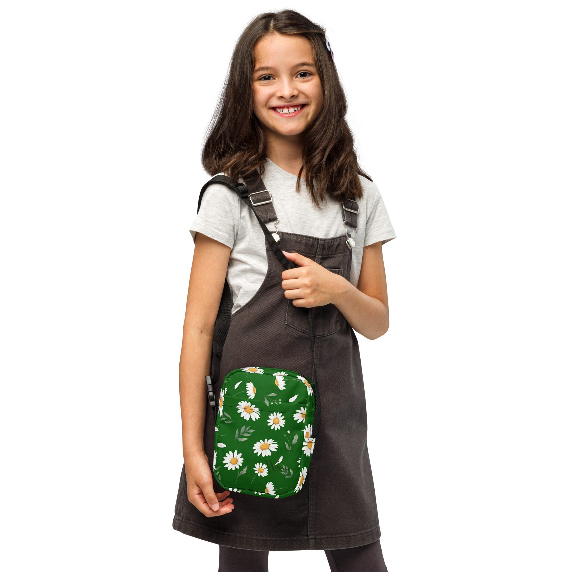 Utility crossbody bag - Dark Green Daisy - Image 7