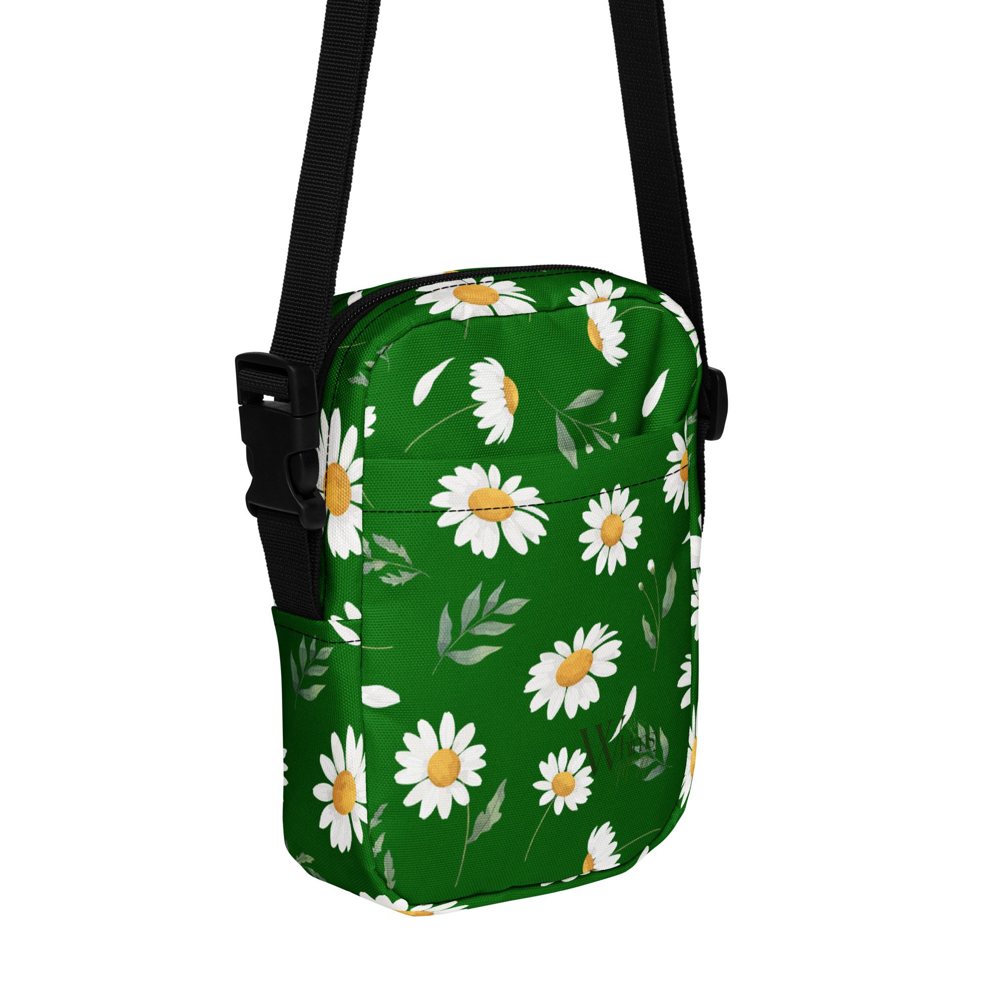 Utility crossbody bag - Dark Green Daisy - Image 2