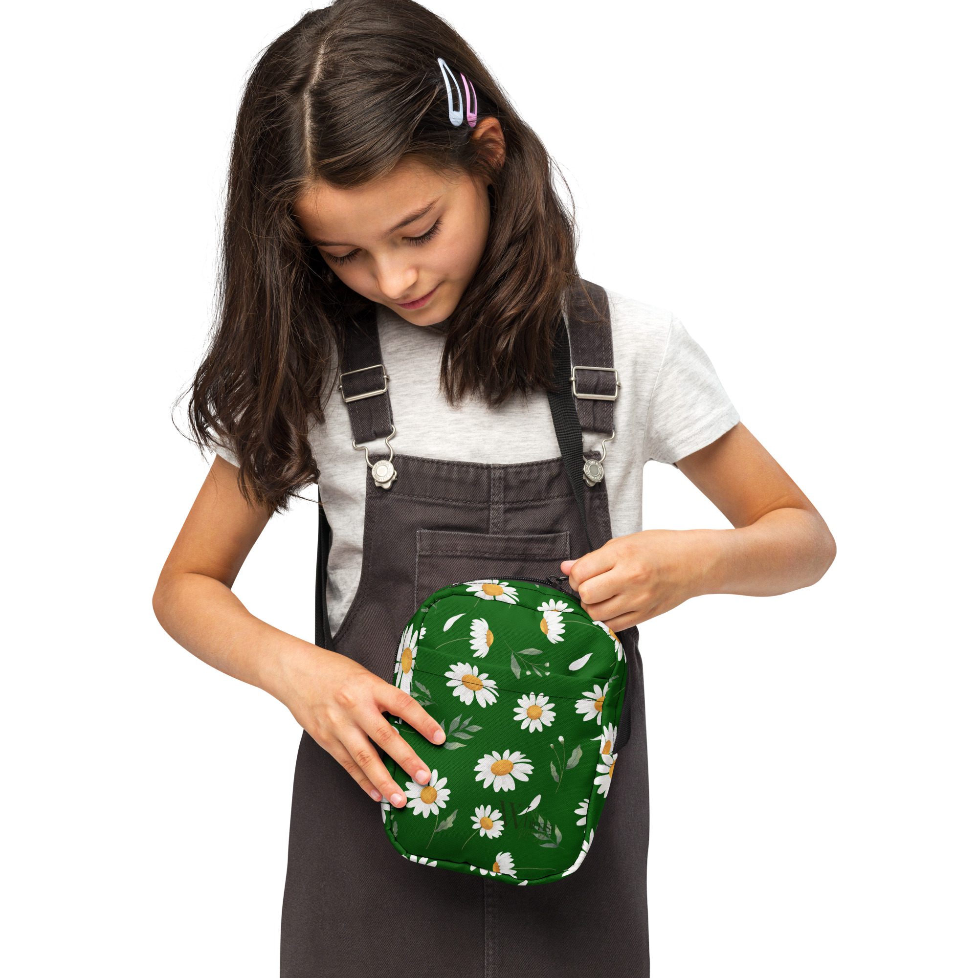 Utility crossbody bag - Dark Green Daisy - Image 6