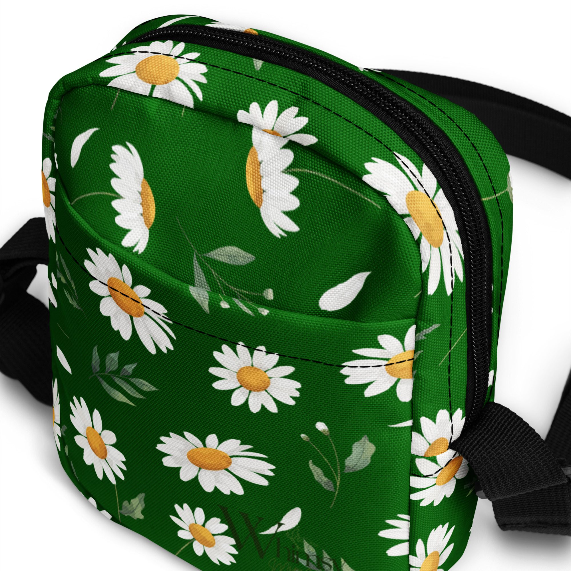 Utility crossbody bag - Dark Green Daisy - Image 11