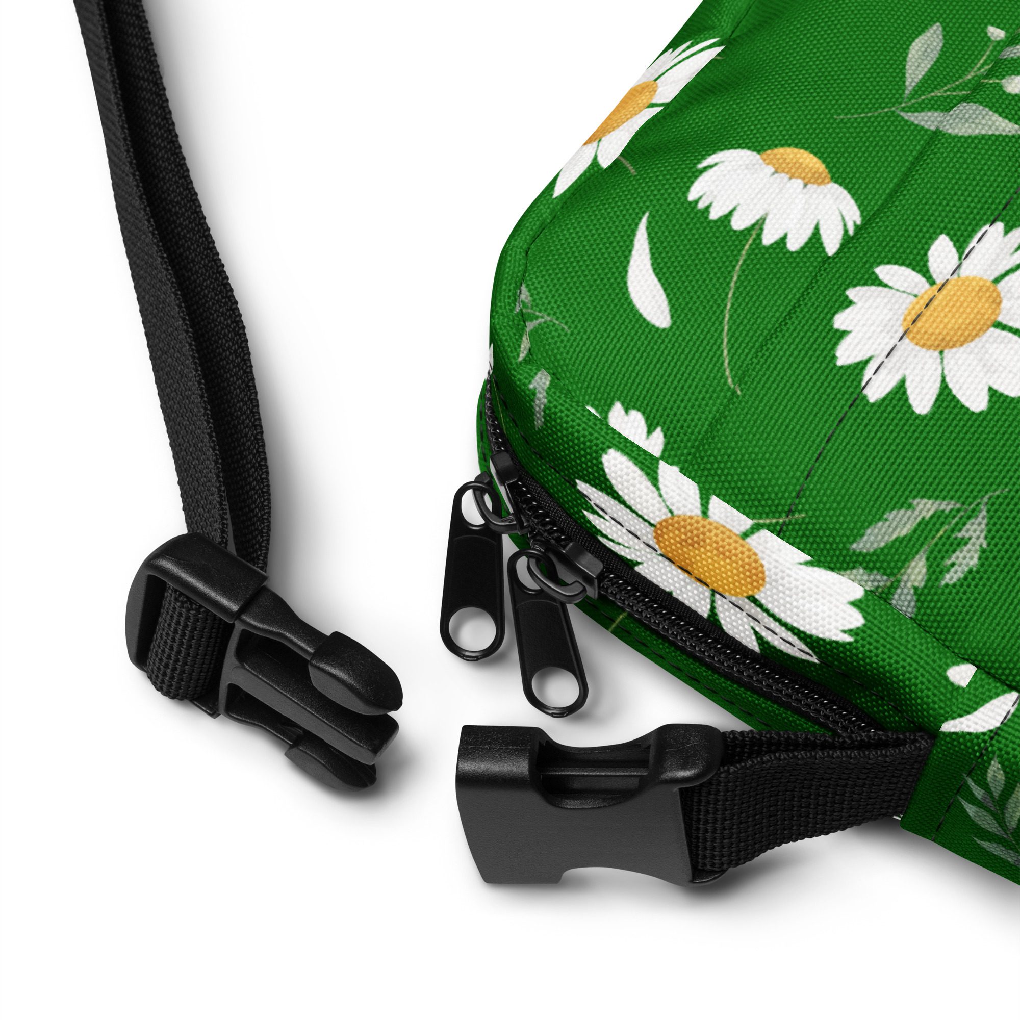 Utility crossbody bag - Dark Green Daisy - Image 10