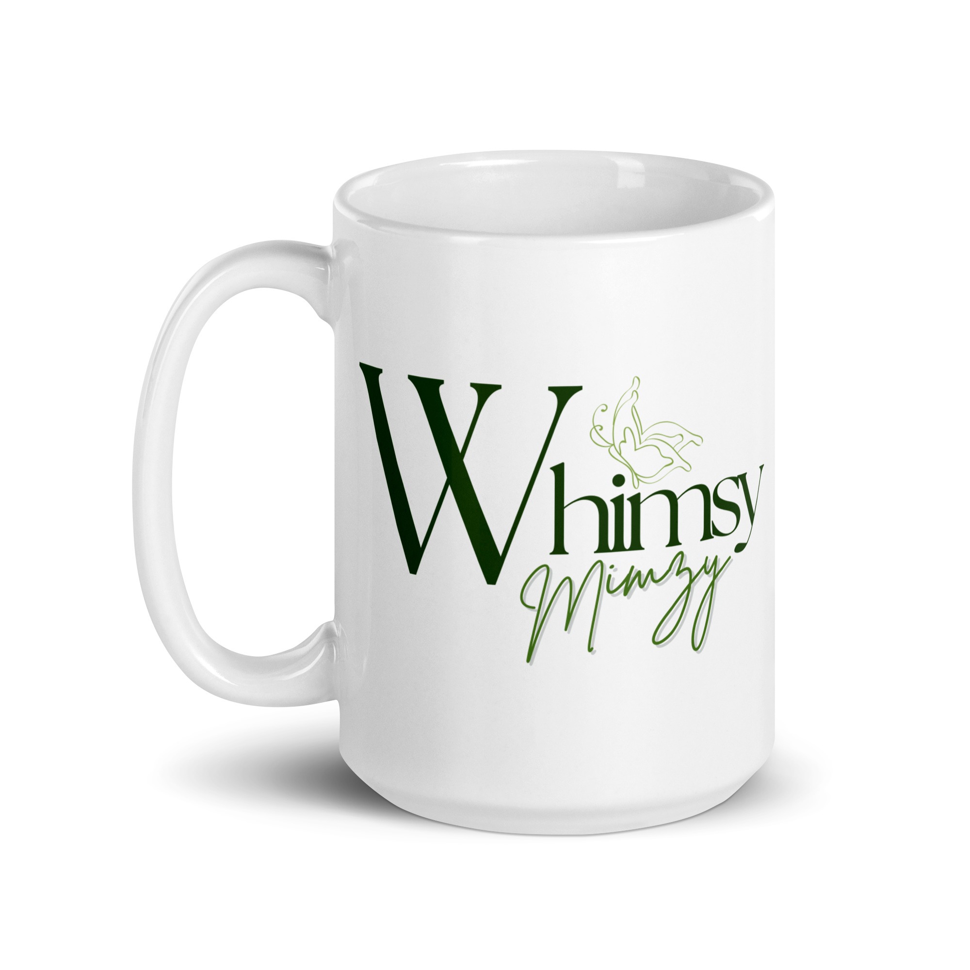 White Glossy Mug – Butterfly | Whimsy Mimzy Branded - Image 9