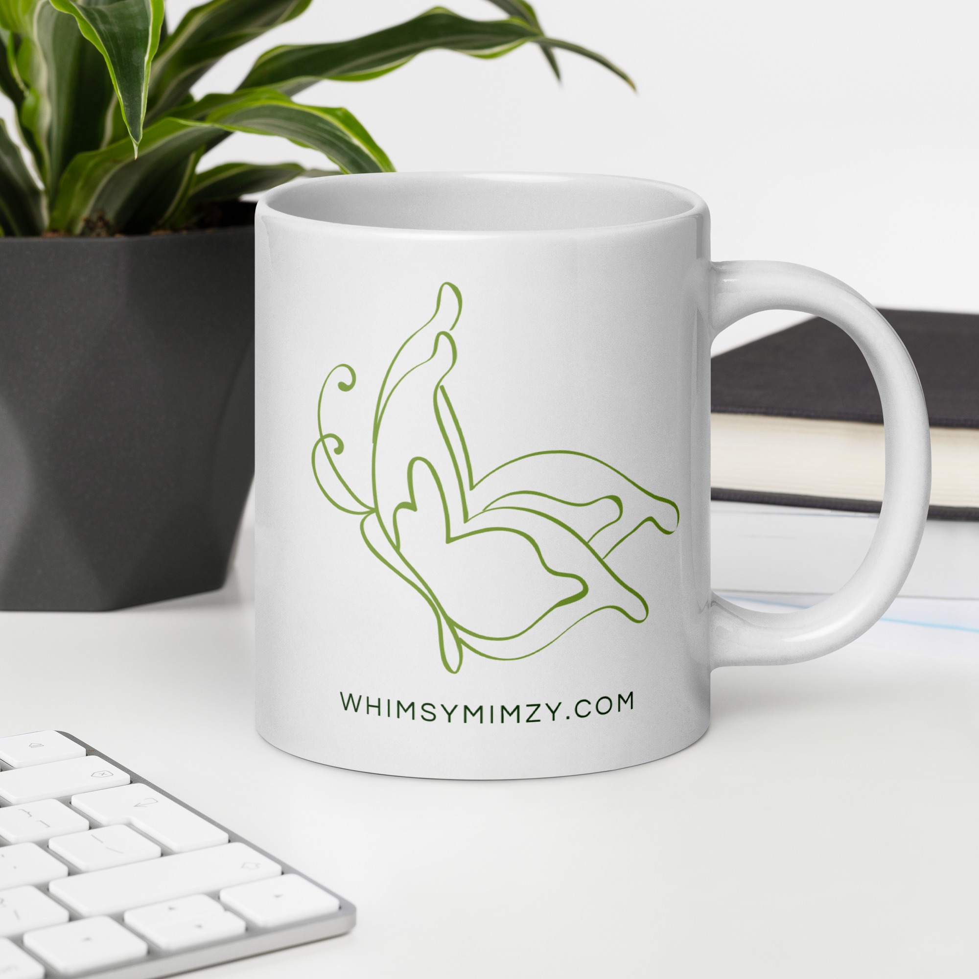 White Glossy Mug – Butterfly | Whimsy Mimzy Branded - Image 13